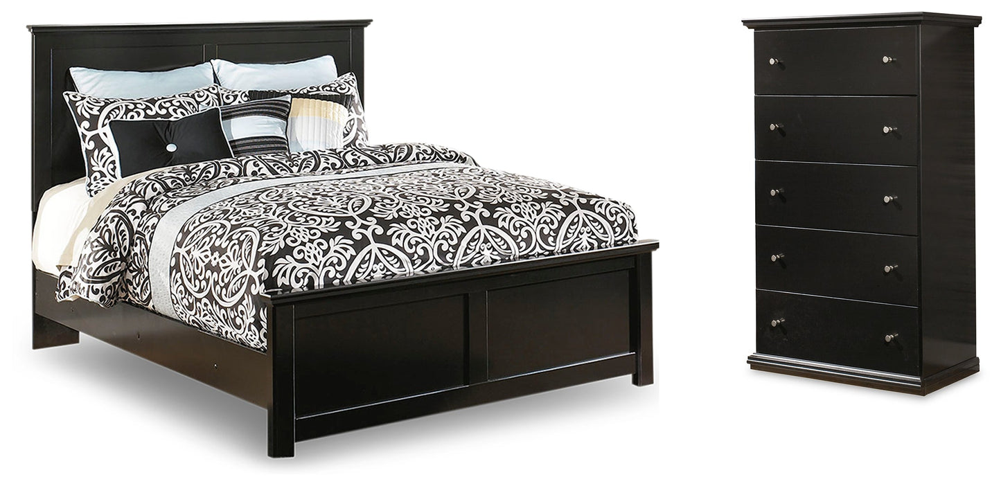 Maribel Black Queen Panel Bedroom Set with Chest