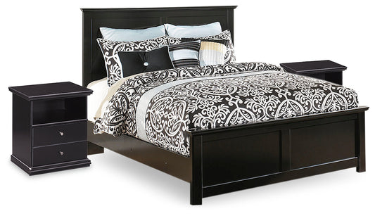 Maribel Black King Panel Bedroom Set with 2 Nightstands