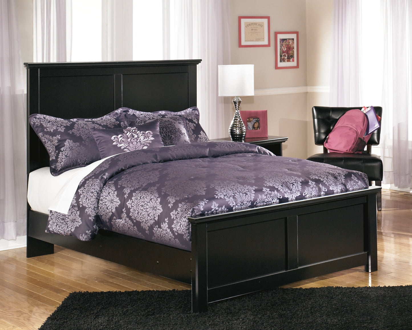 Maribel Black Full Panel Bedroom Set with Dresser, Mirror and Nightstand