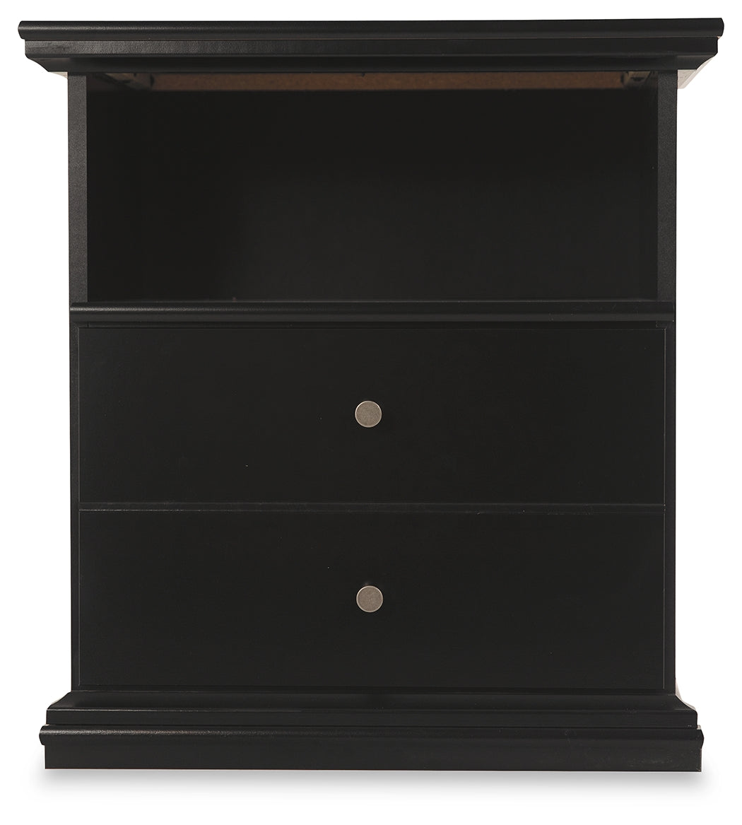 Maribel Black Queen Panel Headboard, 2 Dressers, Mirror and Nightstand