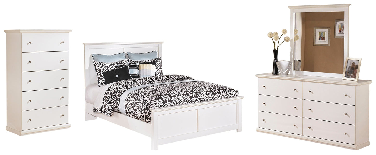 Bostwick Shoals White Queen Panel Bedroom Set with Dresser, Mirror and 2 Nightstands