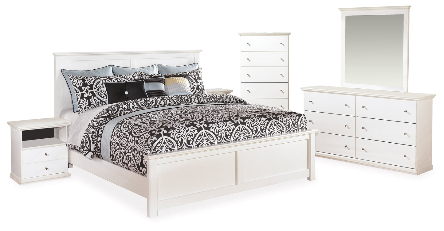 Bostwick Shoals White King Panel Bedroom Set with Dresser, Mirror, Chest and 2 Nightstands