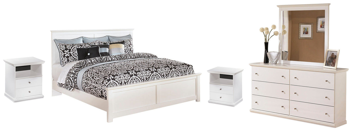 Bostwick Shoals White King Panel Bedroom Set with Dresser, Mirror and 2 Nightstands