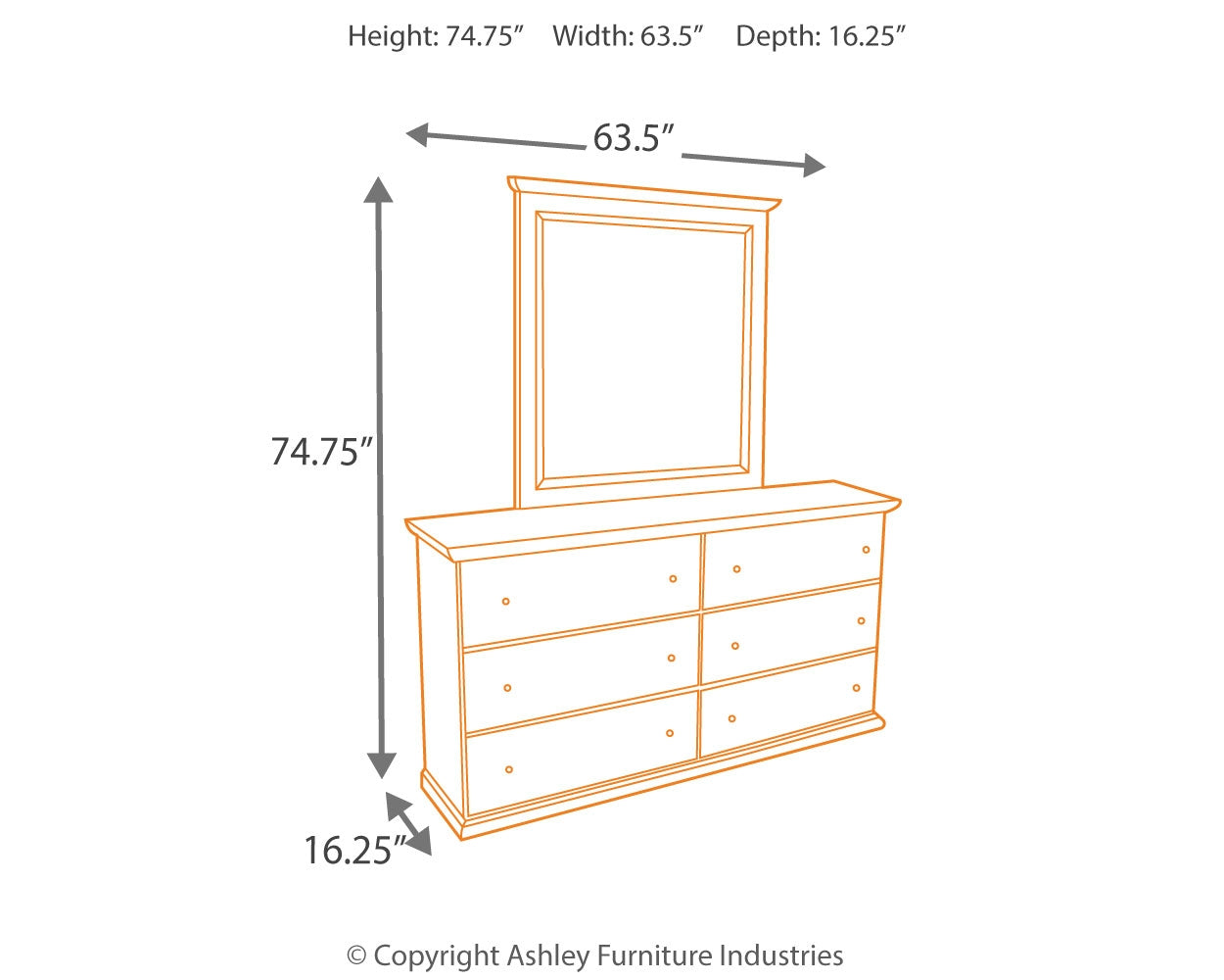 Bostwick Shoals Full Panel Headboard, Dresser and Mirror