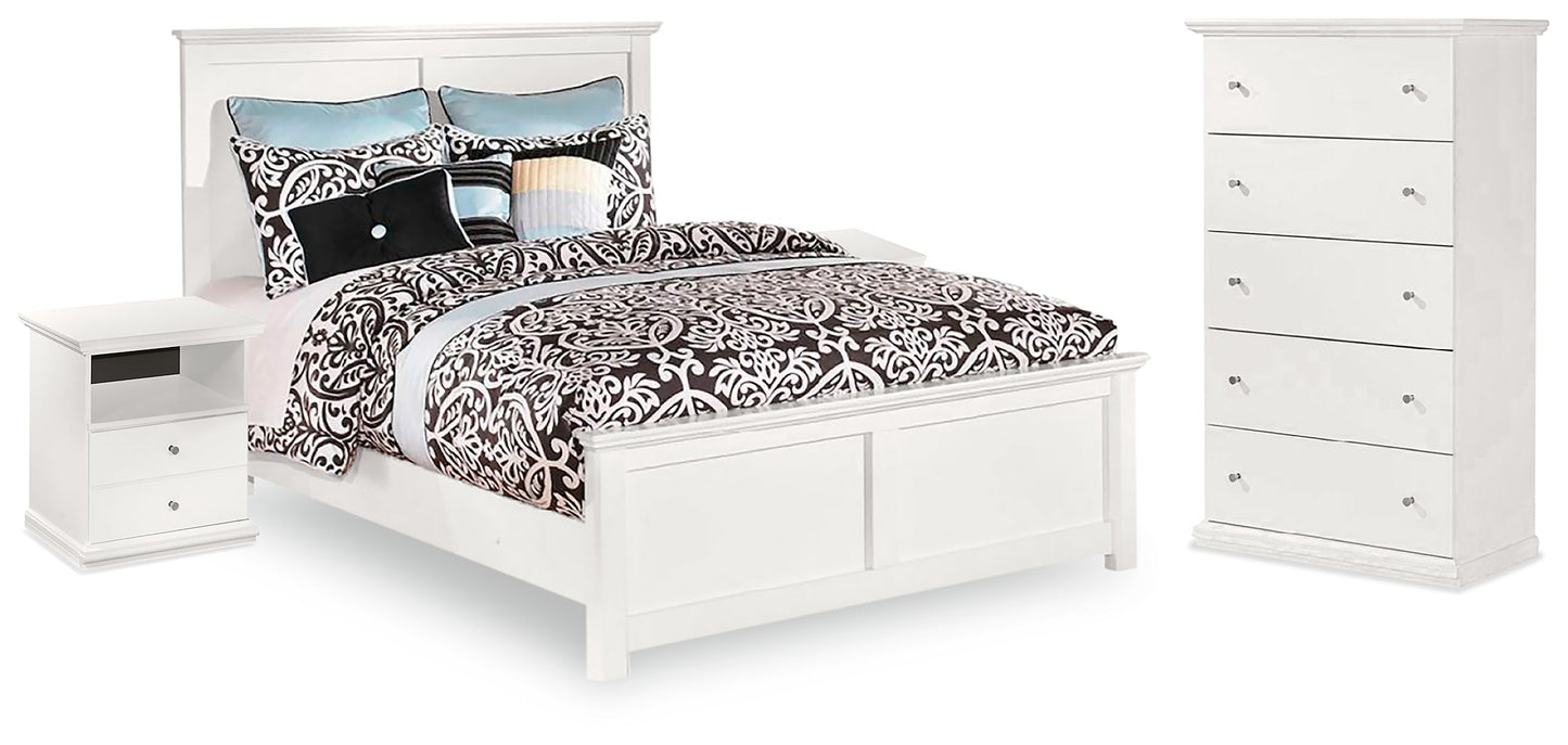 Bostwick Shoals White Queen Panel Bedroom Set with Chest and 2 Nightstands