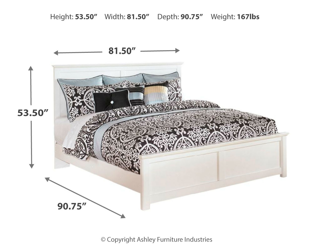 Bostwick Shoals White King Panel Bedroom Set with Dresser, Mirror, Chest and 2 Nightstands