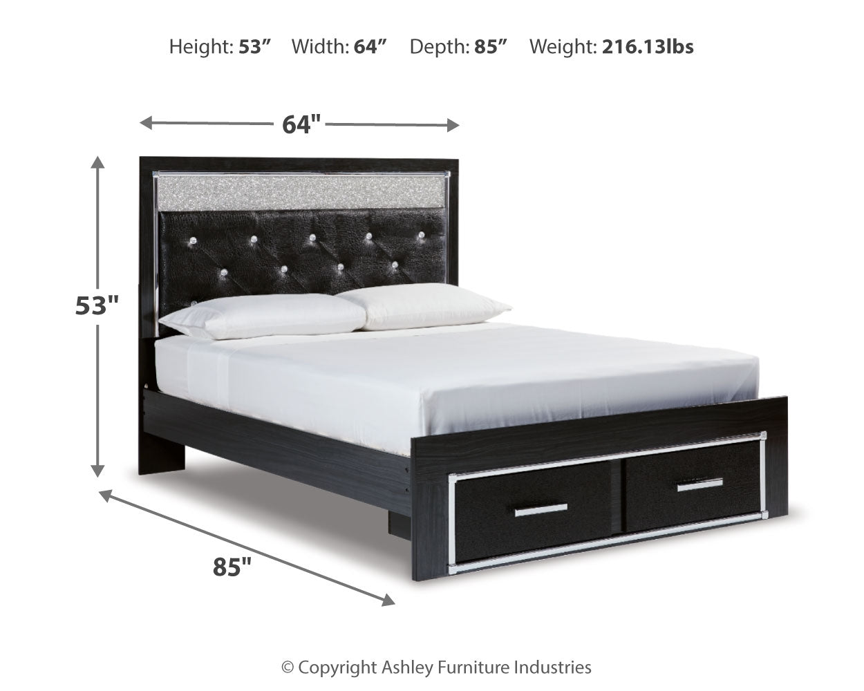 Kaydell Queen Upholstered Panel Storage Platform Bedroom Set with Dresser and Mirror