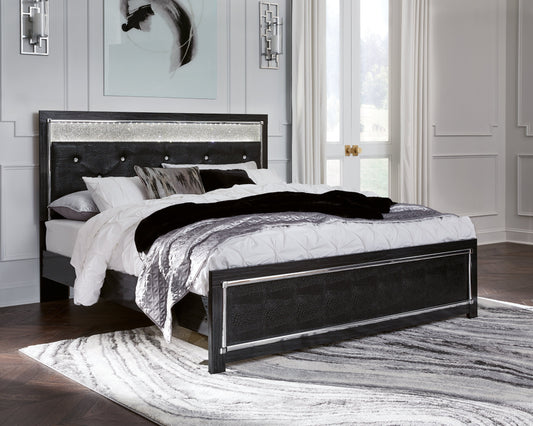 Kaydell Black King Upholstered Panel Platform Bed