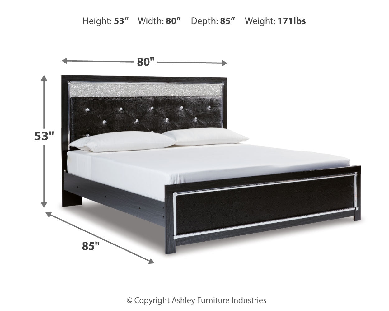 Kaydell King Upholstered Panel Platform Bedroom Set with Dresser and Mirror