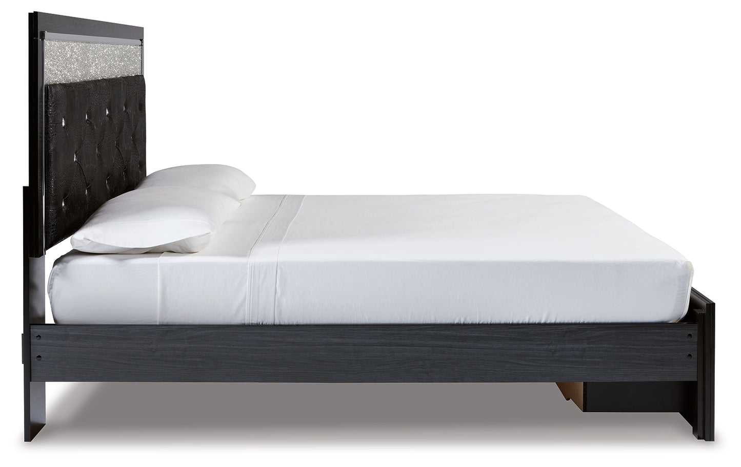 Kaydell Black King Upholstered Panel Storage Bed