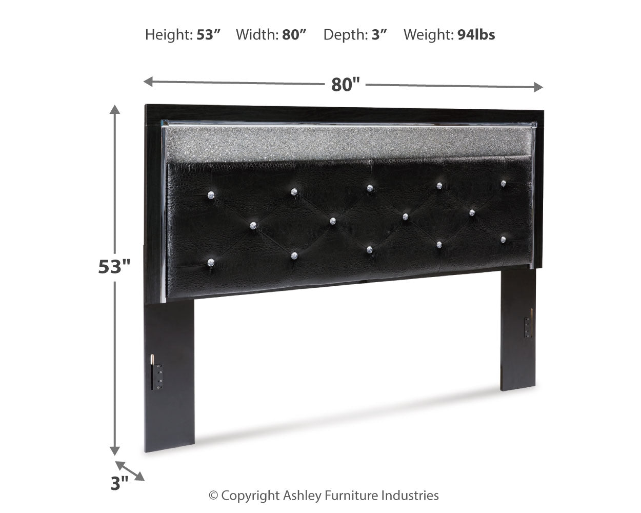 Kaydell King Upholstered Panel Headboard, Dresser and Mirror