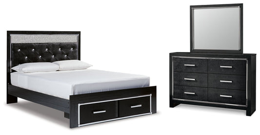 Kaydell Queen Upholstered Panel Storage Bedroom Set with Dresser and Mirror