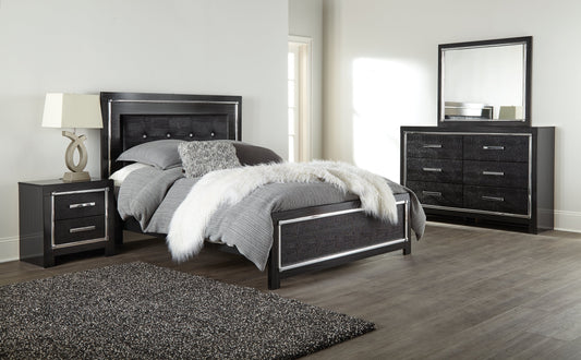 Kaydell Queen Upholstered Panel Bedroom Set with Dresser and Mirror