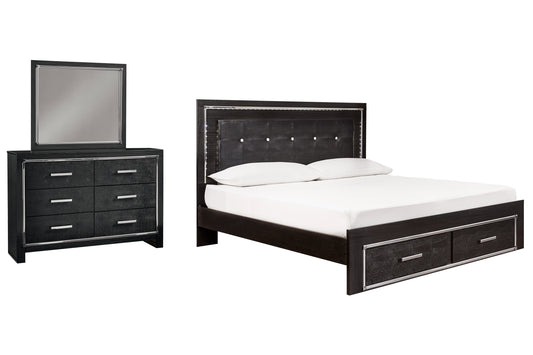 Kaydell King Panel Bedroom Set with Storage, Dresser and Mirror