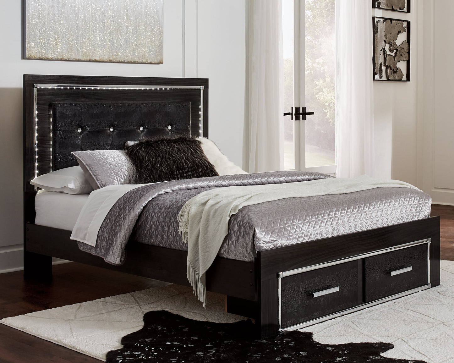 Kaydell Queen Panel Bedroom Set with Storage, Dresser and Mirror