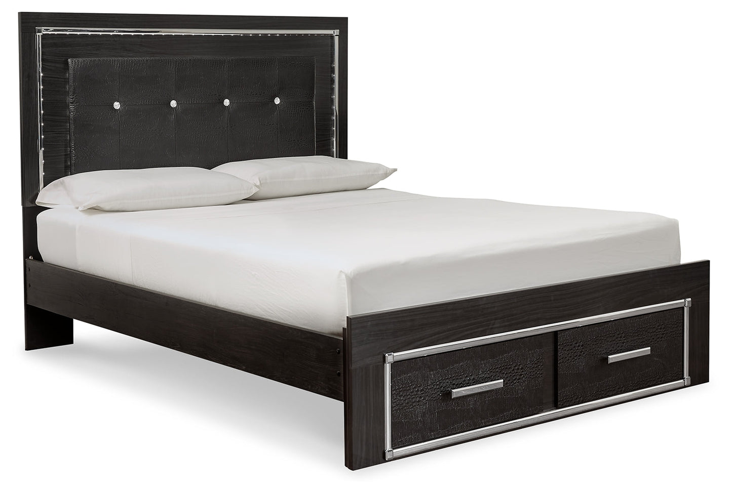 Kaydell Black Queen Storage Bedroom Set with Dresser, Mirror and Nightstand