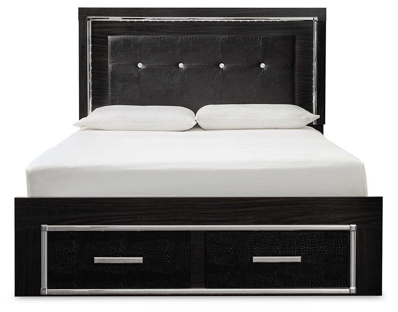 Kaydell Black Queen Storage Bedroom Set with Dresser, Mirror and Nightstand