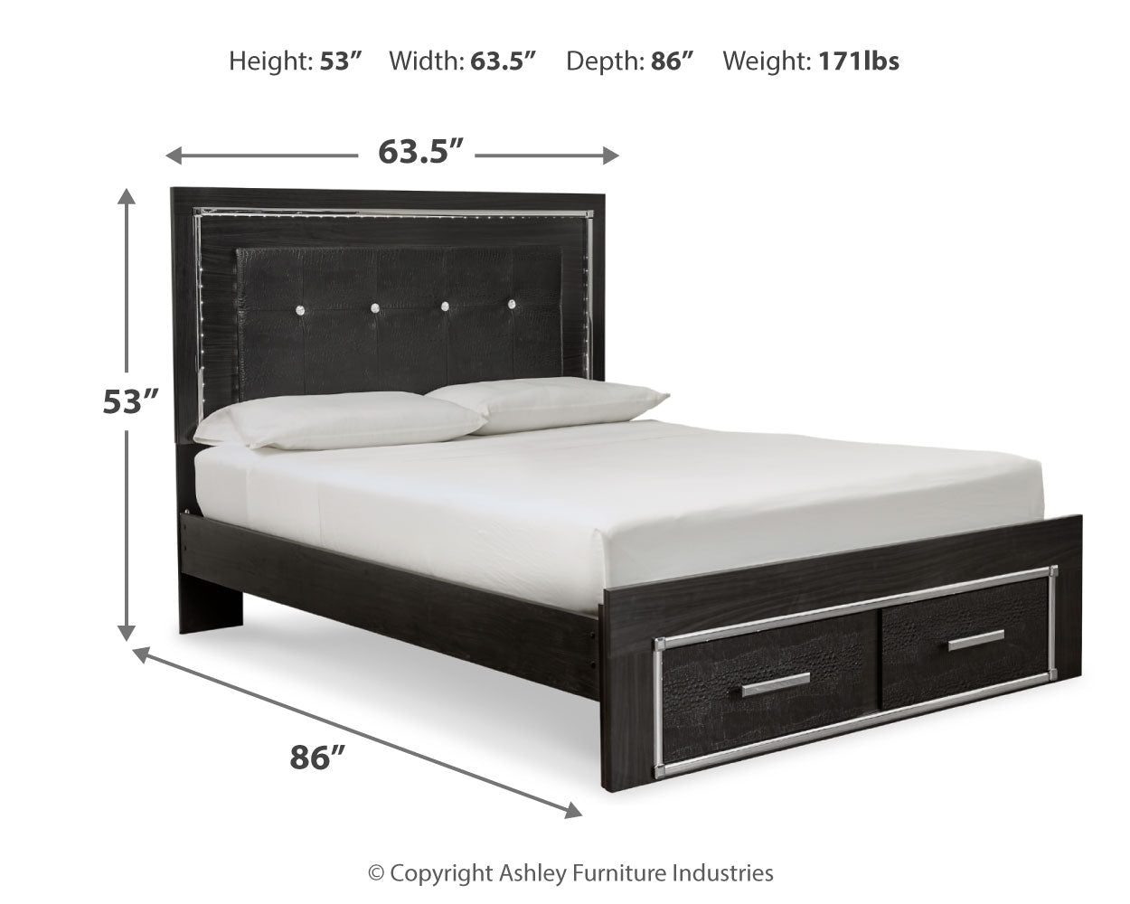 Kaydell Queen Upholstered Panel Bedroom Set with Dresser, Mirror and Chest