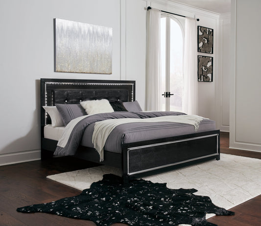 Kaydell Black King Upholstered Panel Bed