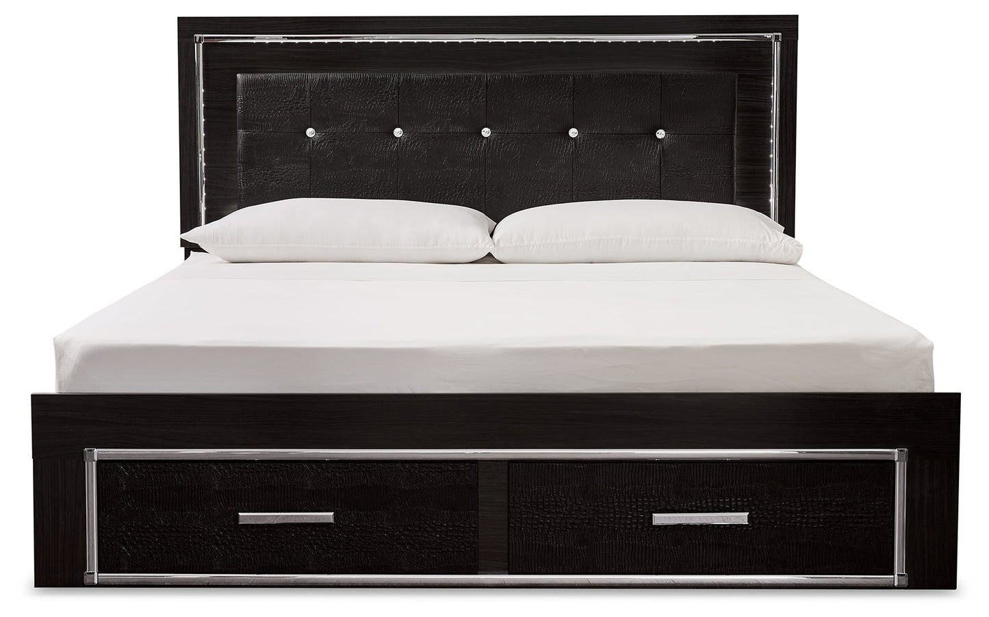 Kaydell Black King Storage Bedroom Set with Dresser, Mirror and Nightstand