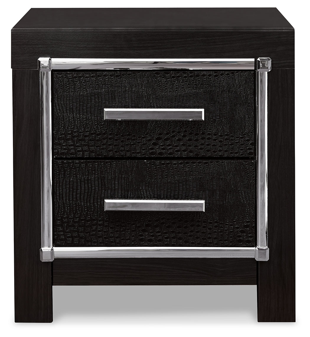 Kaydell Black Queen Upholstered Storage Bedroom Set with Dresser, Mirror and Nightstand