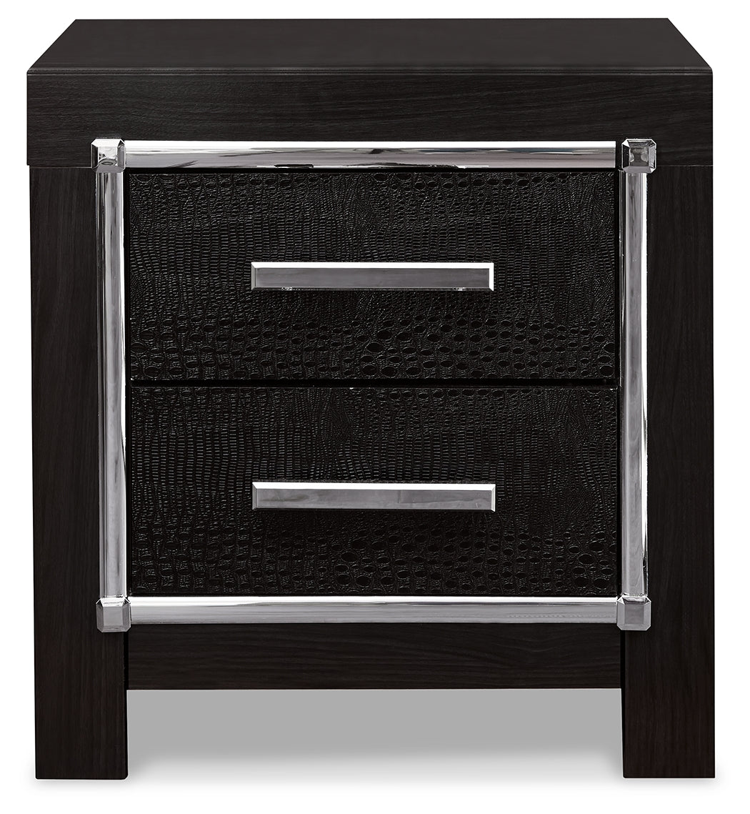 Kaydell Black King Panel Storage Bedroom Set with Dresser, Mirror and Nightstand