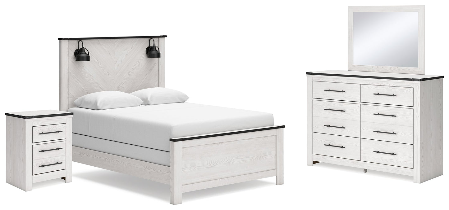 Schoenberg White Queen Panel Bedroom Set with Dresser, Mirror and Nightstand