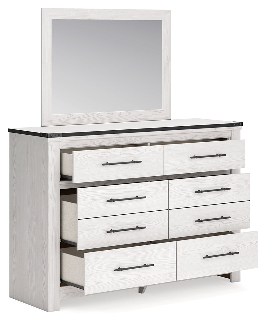 Schoenberg White King Panel Bedroom Set with Dresser, Mirror and Nightstand