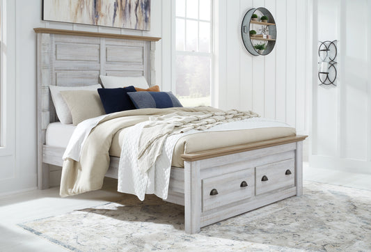 Haven Bay Two-tone Queen Panel Storage Bed