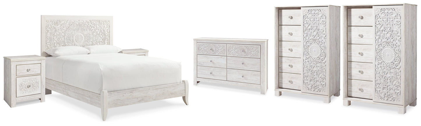 Paxberry Queen Panel Bedroom Set with Dresser, 2 Chests and 2 Nightstands