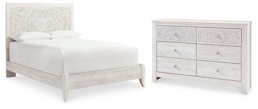 Paxberry Whitewash Queen Panel Bedroom Set with Dresser