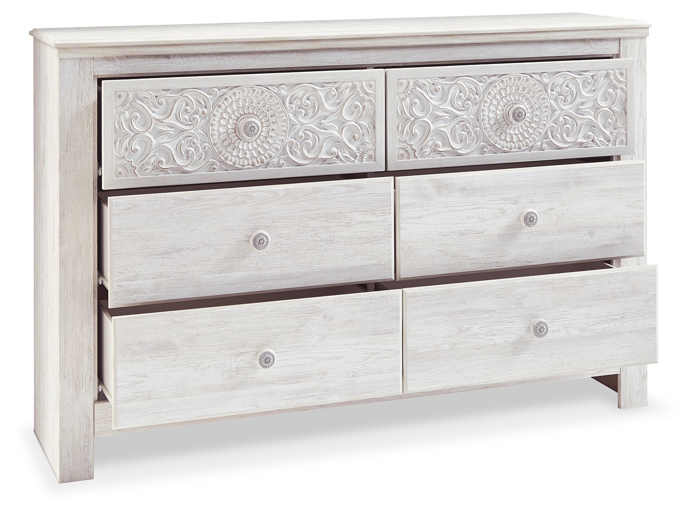 Paxberry Whitewash Queen Panel Bedroom Set with Dresser