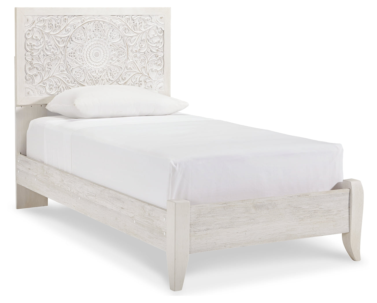 Paxberry Whitewash Twin Panel Bedroom Set with Nightstand