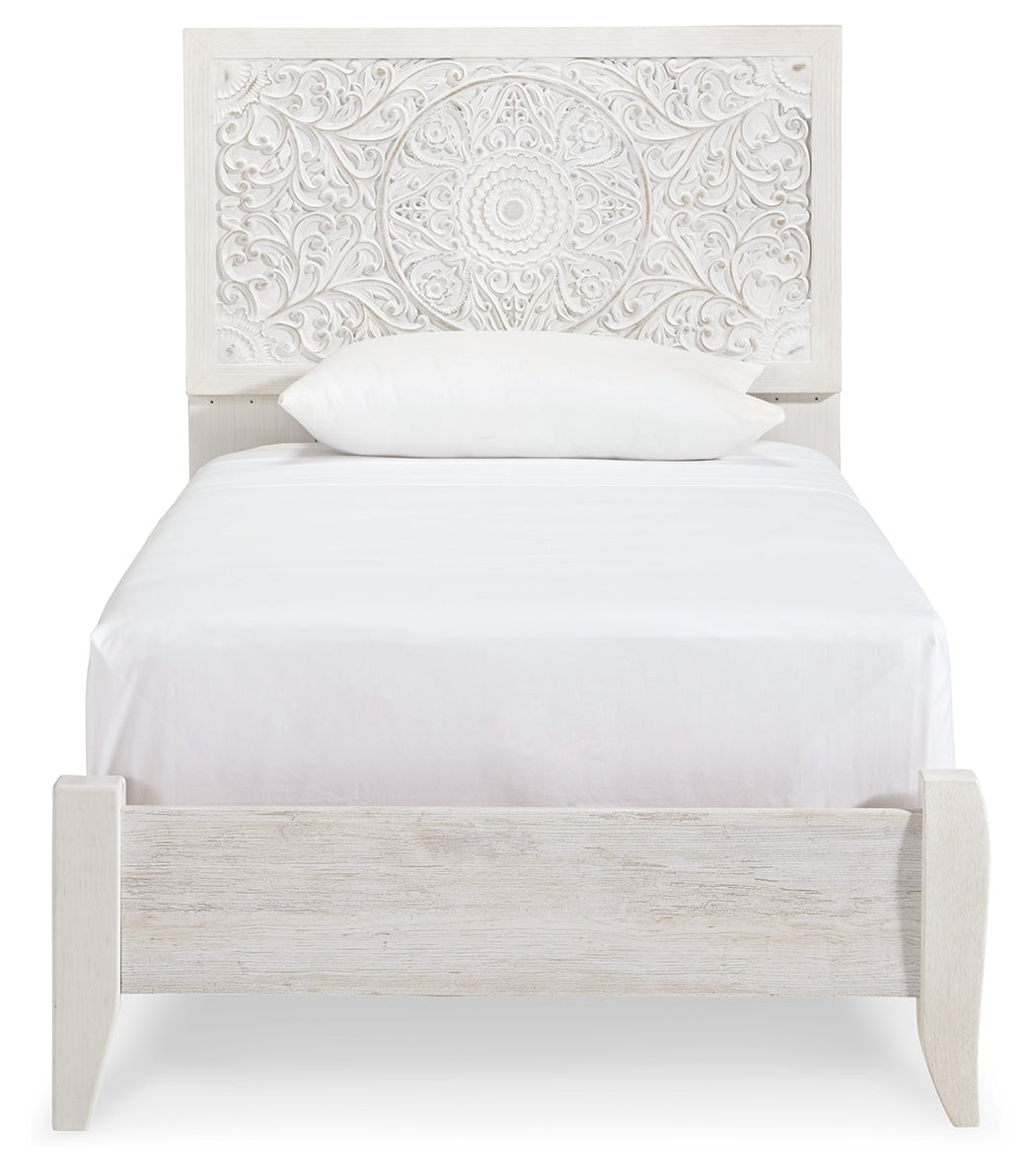 Paxberry Whitewash Twin Panel Bedroom Set with Nightstand