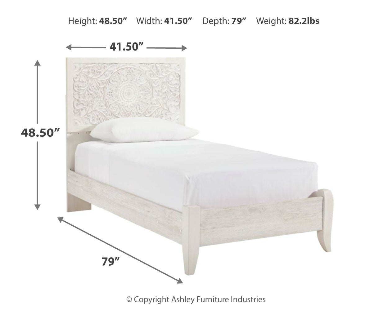 Paxberry Whitewash Twin Panel Bedroom Set with Nightstand