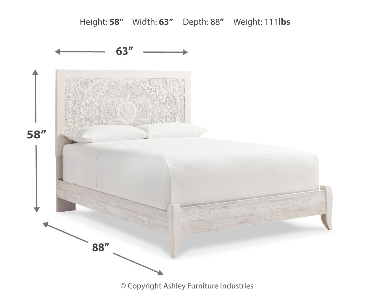 Paxberry Whitewash Queen Panel Bedroom Set with 2 Nightstands