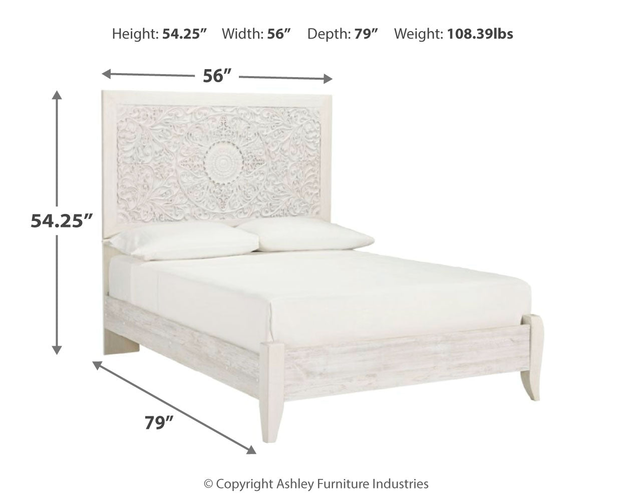 Paxberry Whitewash Full Panel Bedroom Set with Nightstand