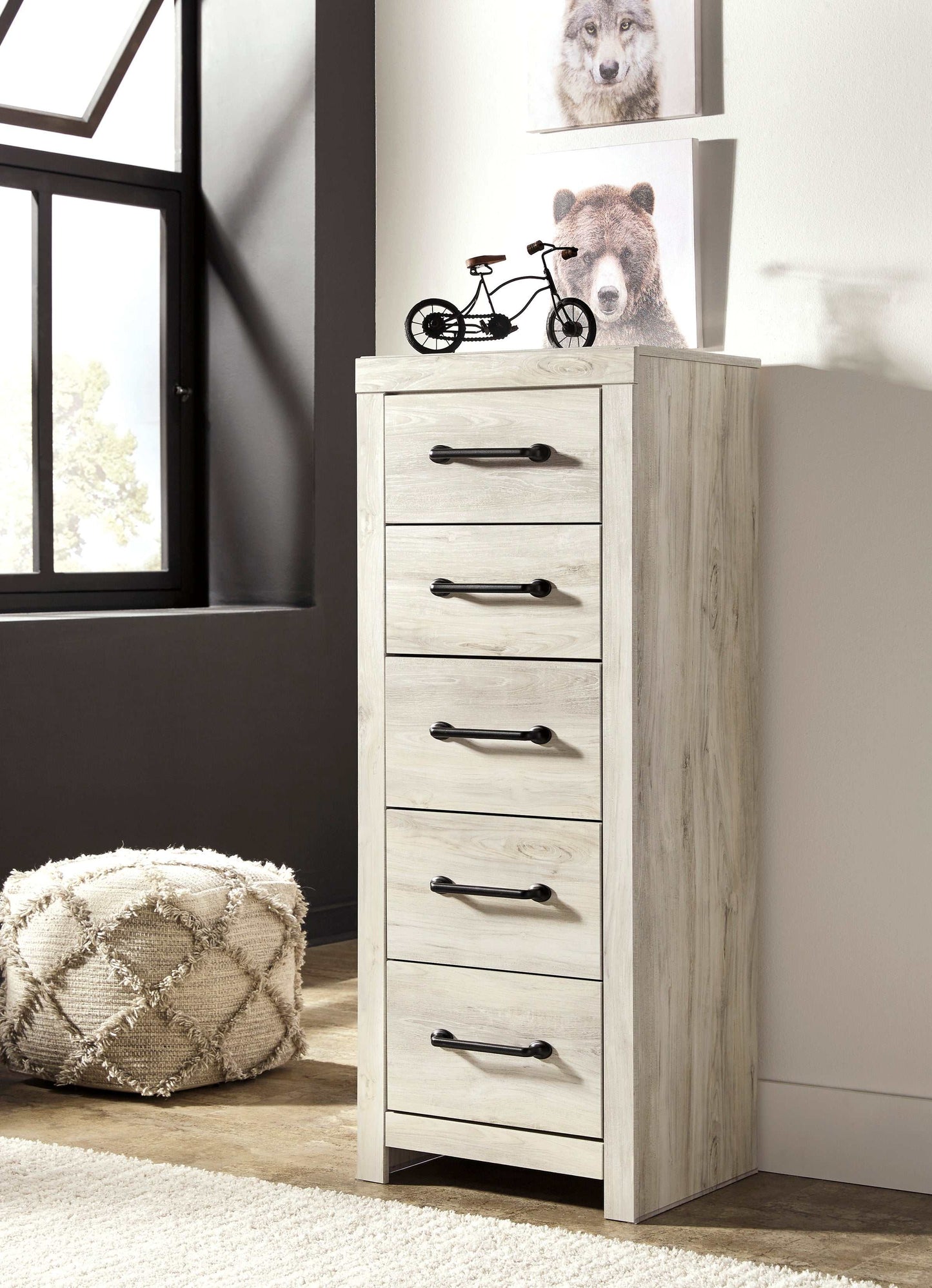 Cambeck Whitewash Narrow Chest of Drawers