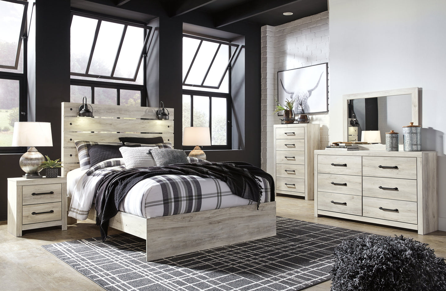 Cambeck Whitewash Queen Panel Bedroom Set with Dresser