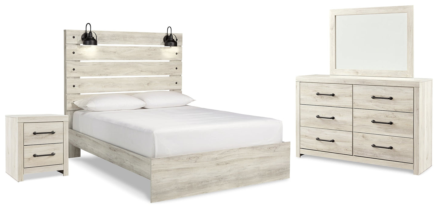 Cambeck Whitewash Queen Panel Bedroom Set with Dresser, Mirror and Nightstand