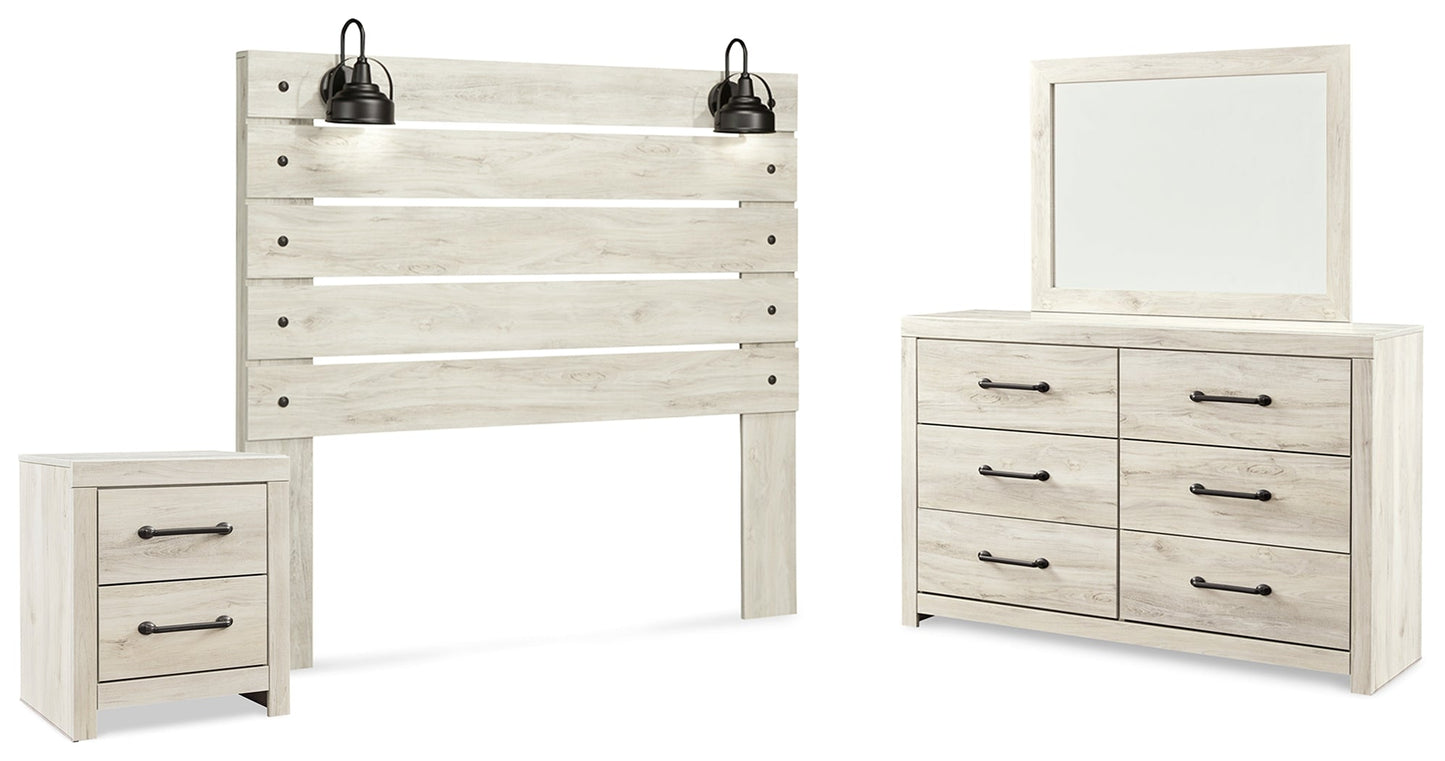 Cambeck Whitewash Queen Panel Headboard, Dresser, Mirror, and Nightstand