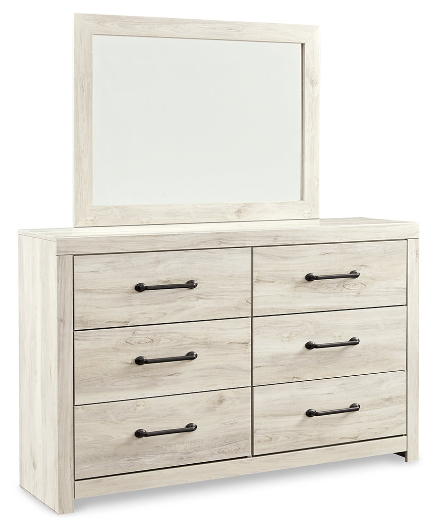 Cambeck Whitewash Full Panel Storage Bedroom Set with Dresser, Mirror and Nightstand