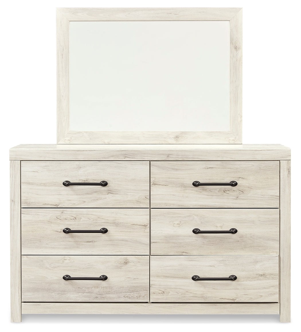 Cambeck Whitewash King Panel Bedroom Set with Storage, Dresser, Mirror and Chest