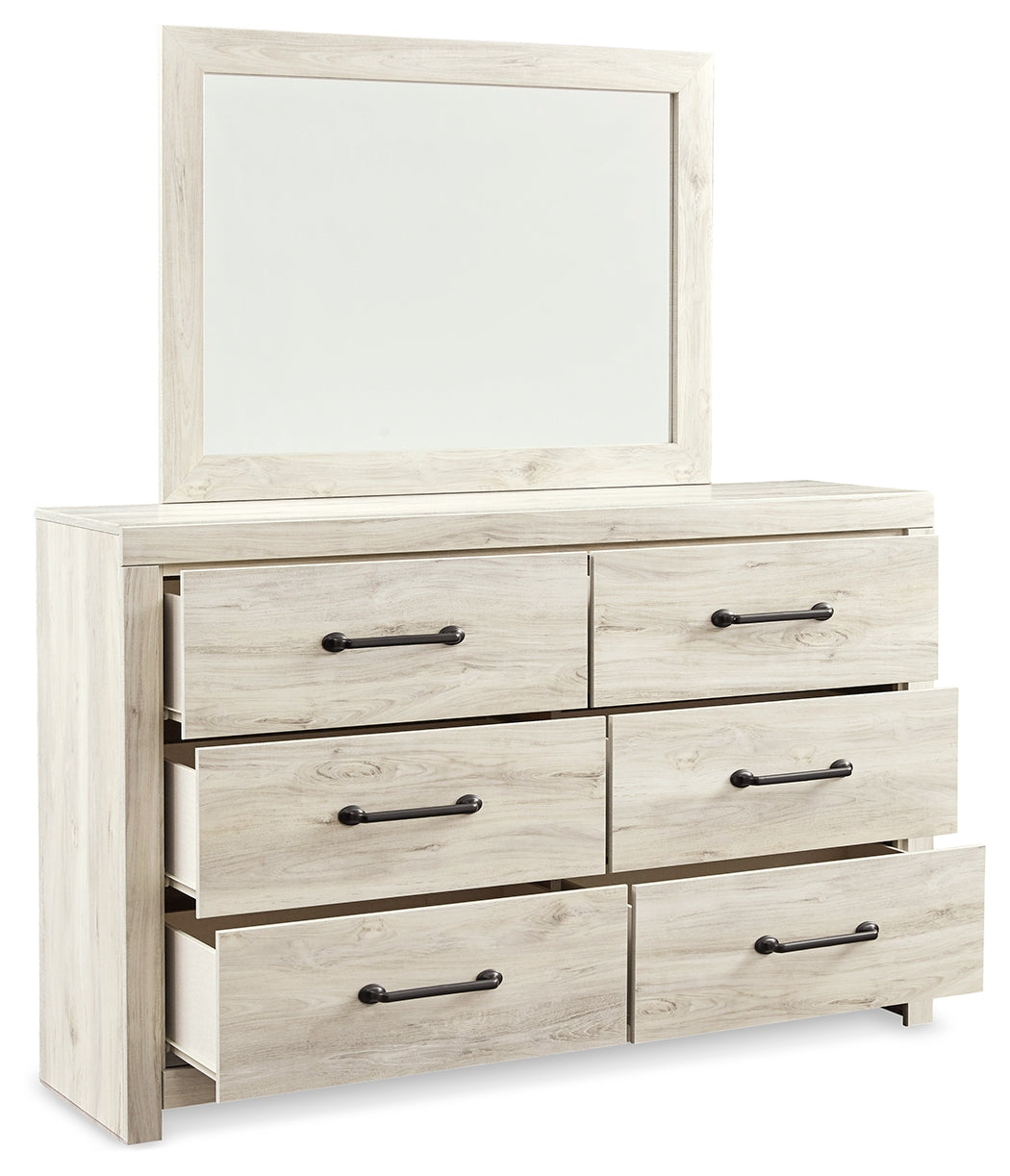 Cambeck Whitewash King Storage Bedroom Set with Dresser, Mirror and 2 Nightstands