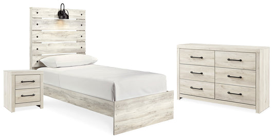 Cambeck Whitewash Twin Panel Bedroom Set with Dresser and Nightstand