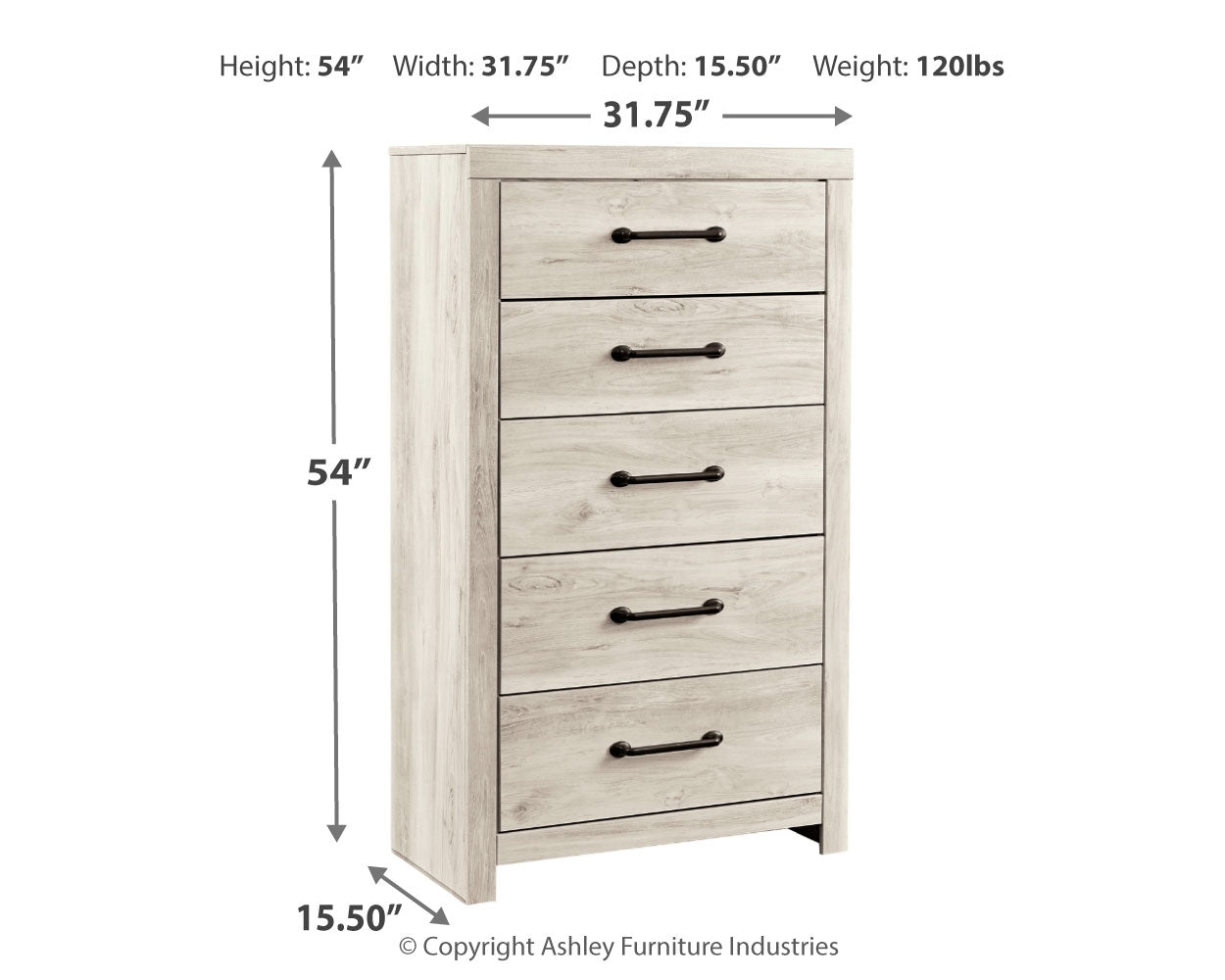 Cambeck Whitewash Twin Panel Bedroom Set with Dresser, Mirror, Chest, and Nightstand