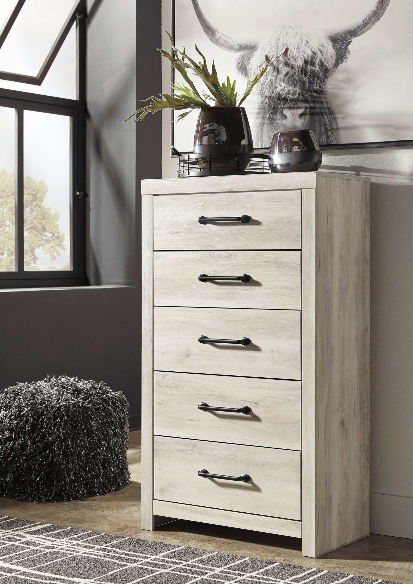 Cambeck Whitewash Full Panel Bedroom Set w/ 2 Storage Drawers