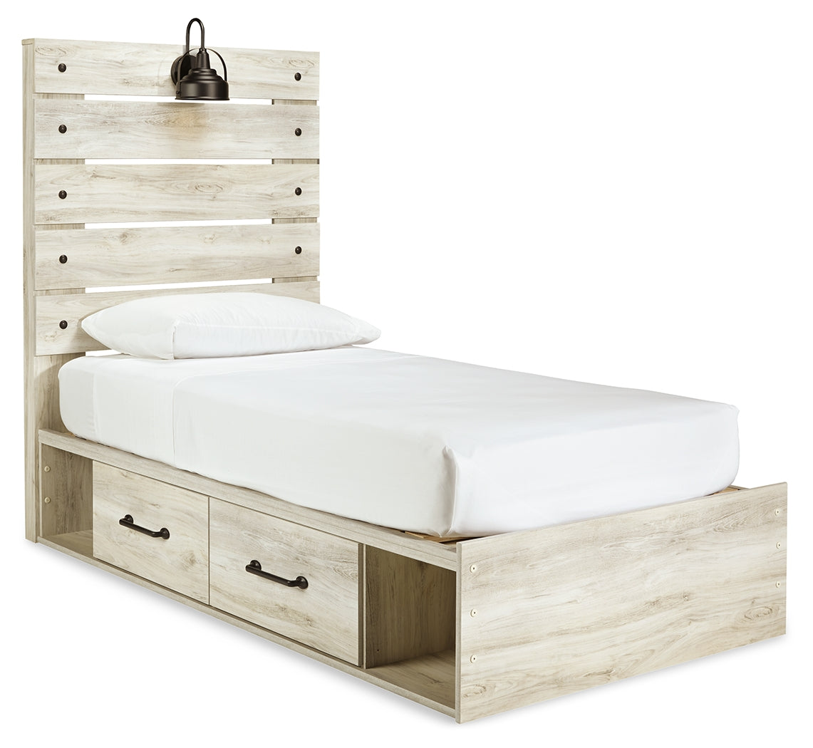 Cambeck Whitewash Twin Panel Bedroom Set with Dresser, Chest and Nightstand