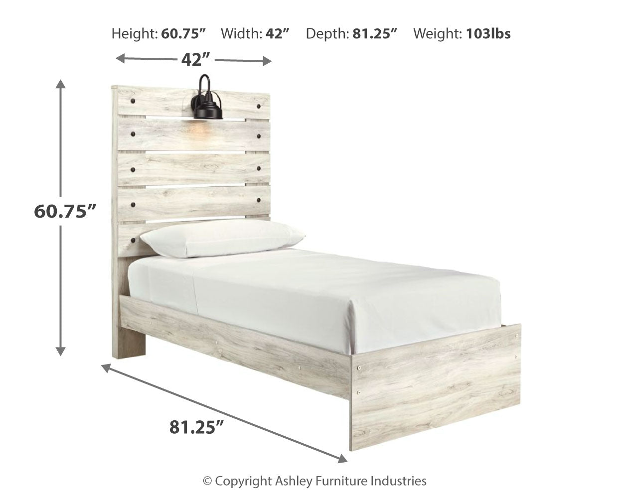 Cambeck Whitewash Twin Panel Bedroom Set with Dresser, Mirror, Chest, and Nightstand