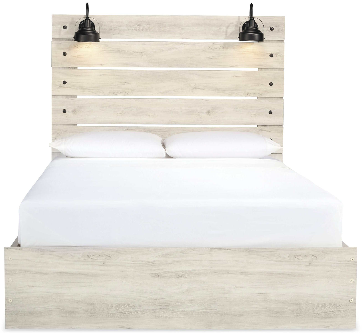 Cambeck Whitewash Queen Panel Bed w/ 2 Storage Drawers